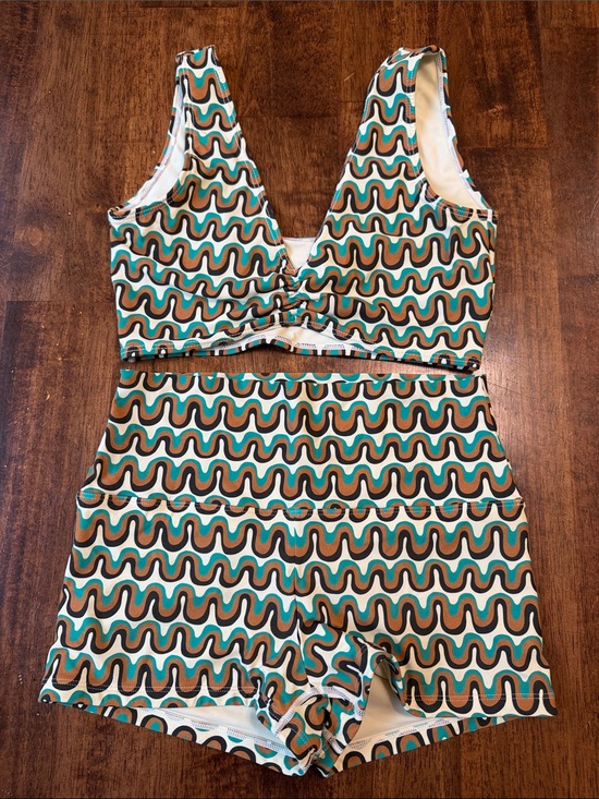 Montce Other - Montce Women's Wave-Print Swim Set in Teal, Brown & Cream